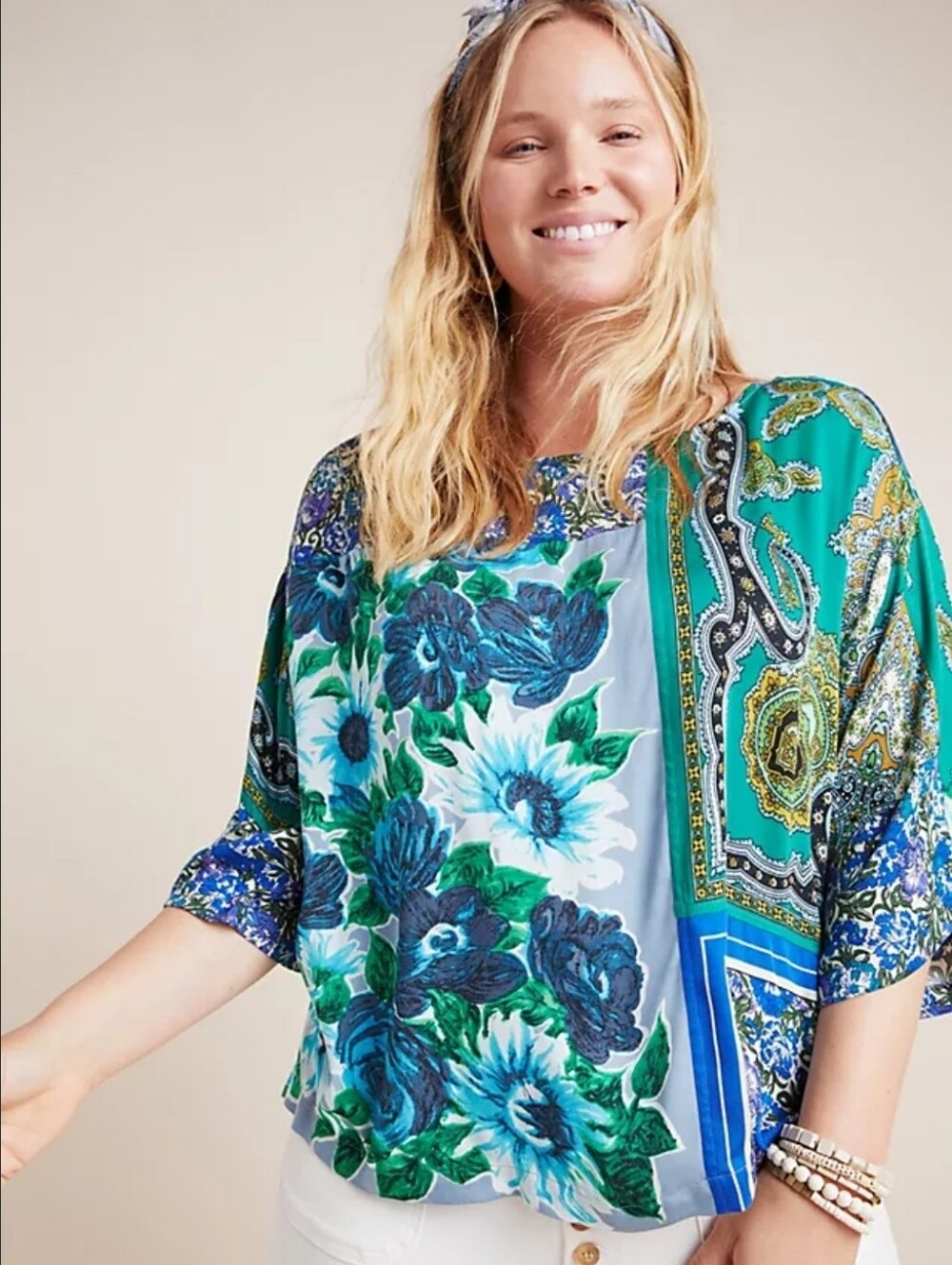 Tiny Ellery Mixed Print Anthropologie Blouse NWT